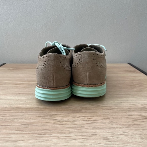 Cole Haan Lunargrand Lace-Up Oxfords Beige Suede and Green Size 7.5 Women’s - Picture 5 of 9